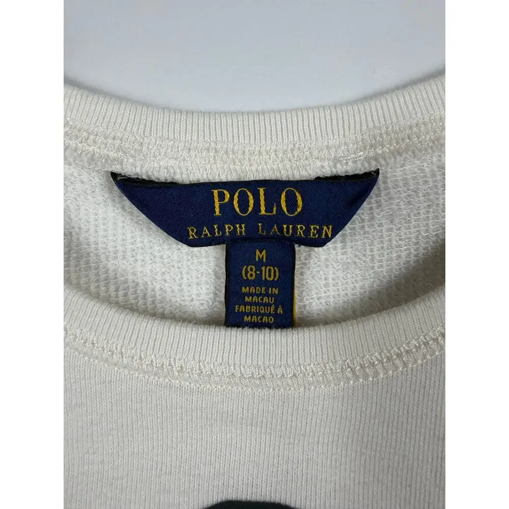 Polo Ralph Lauren Polo Bear Graphic Fleece Sweatshirt Cream Size 8-10 Kids